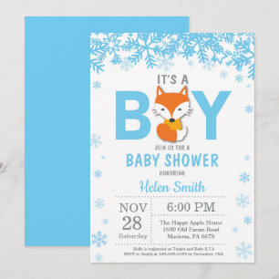 Baby it's Cold Outside Fox Pojke Babyfirande Inbjudningar