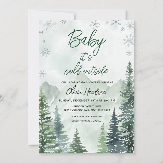 Baby its cold outside Gender neutral baby shower Inbjudningar (Framsida)