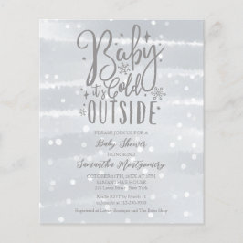 Baby It's Cold Outside Grå Baby Shower Inbjudan