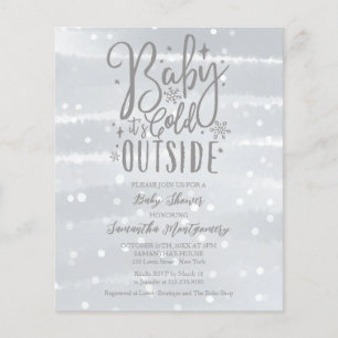 Baby It's Cold Outside Grå Baby Shower Inbjudan