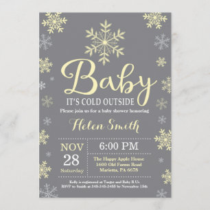 Baby It's Cold Outside Gul Vinter Baby Shower Inbjudningar