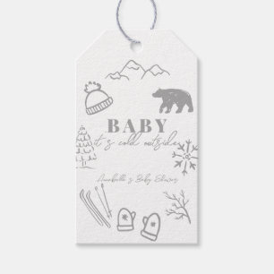 Baby It's Cold Outside Handrittagrad Grå Bebis Sho Presentetikett