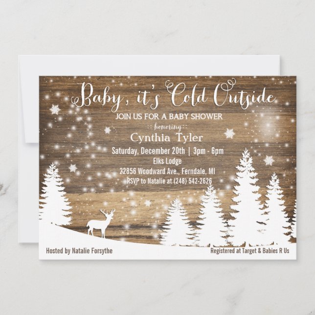 Baby It's Cold Outside Hjort Baby Shower Inbjudan (Framsida)