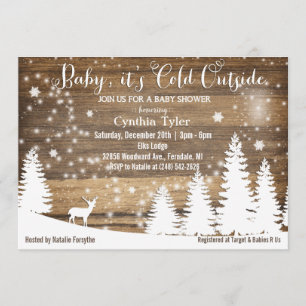 Baby It's Cold Outside Hjort Baby Shower Inbjudan