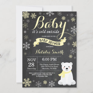 Baby It's Cold Outside Isbjörn Baby Shower Inbjudningar