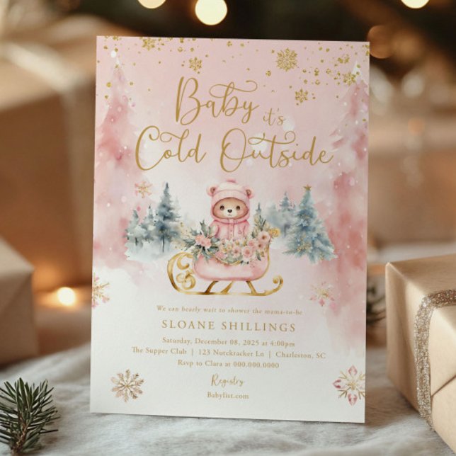 Baby It's Cold Outside Julbjörn Babyshower Inbjudningar (Skapare uppladdad)