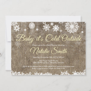 Baby It's Cold Outside Jute Vinter Bebis Shower Inbjudningar