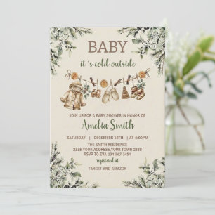 Baby It's Cold Outside Kläder Linje Baby Shower Inbjudningar