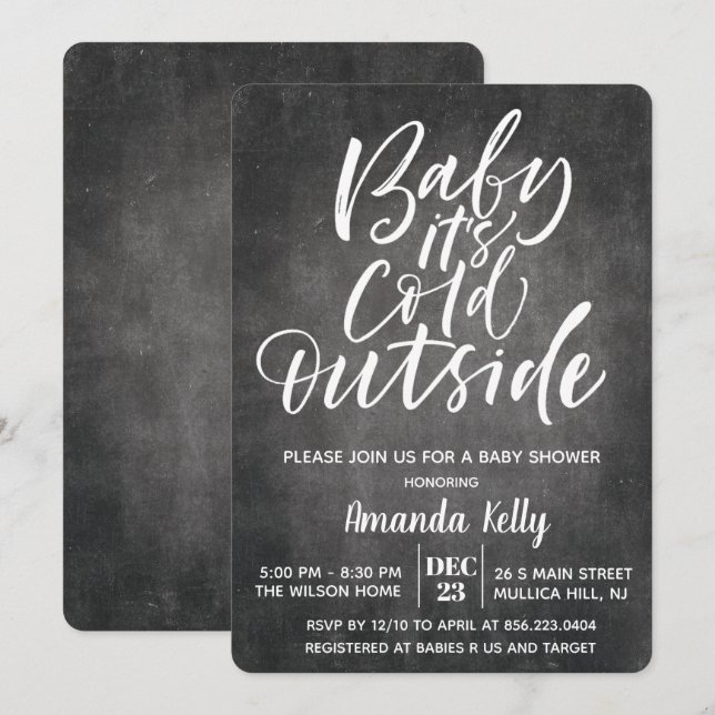 Baby It's Cold Outside Krita Baby Shower Inbjudan (Fram/baksida)