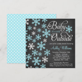 Baby It's Cold Outside Kritskrift Blå Bebis Shower Inbjudningar