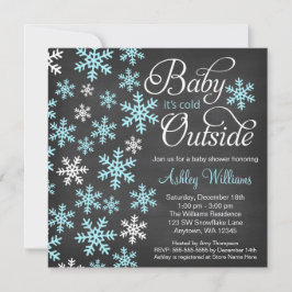 Baby It's Cold Outside Kritskrift Blå Bebis Shower Inbjudningar