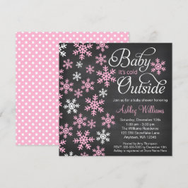 Baby It's Cold Outside Kritskrift Rosa Bebis-fest Inbjudningar