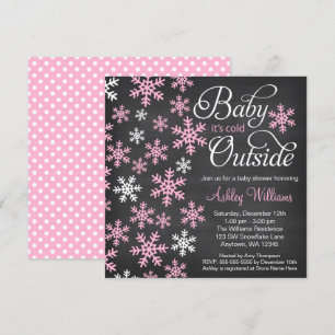 Baby It's Cold Outside Kritskrift Rosa Bebis-fest Inbjudningar