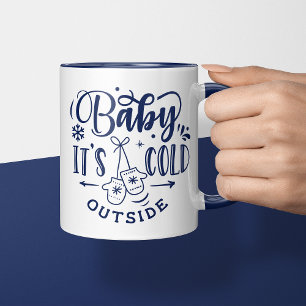 Baby It's Cold Outside Navy Blue Holiday Jul Mugg