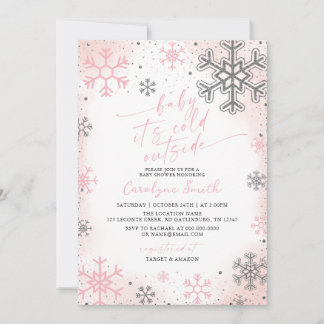 Baby Its Cold Outside Pink Baby Shower Invitation Inbjudningar