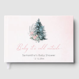 Baby its cold outside Pink Silver Baby Shower Gästböcker