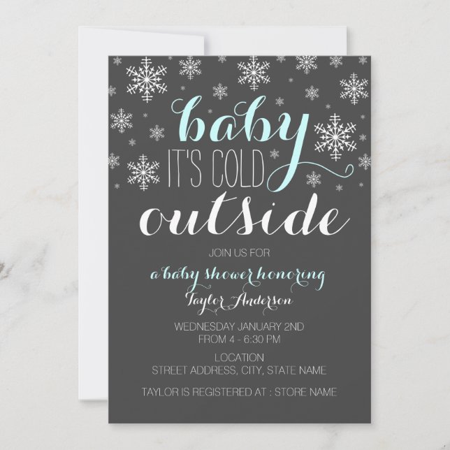 Baby it's Cold Outside - Pojk Babyshower Inbjudan (Framsida)