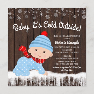 Baby it's Cold Outside Pojkars Vinter Baby Shower Inbjudningar