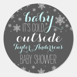 Baby it's Cold Outside - Pojke Baby Shower-dekal Runt Klistermärke