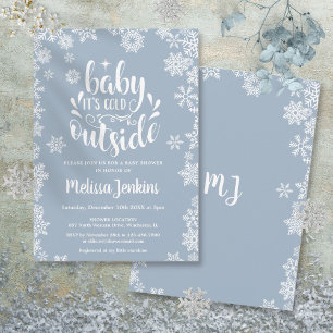 Baby It's Cold Outside Pojke Vinter Bebis Shower Inbjudningar