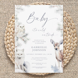Baby It's Cold Outside QR-kod Baby Shower Inbjudningar