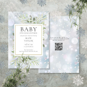 Baby It's Cold Outside QR-kod Vinter Bebis Shower Inbjudningar