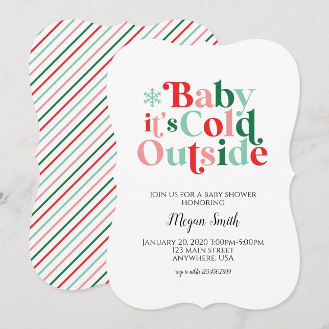 Baby It's Cold Outside Retro Baby Shower Inbjudningar (Fram/baksida)