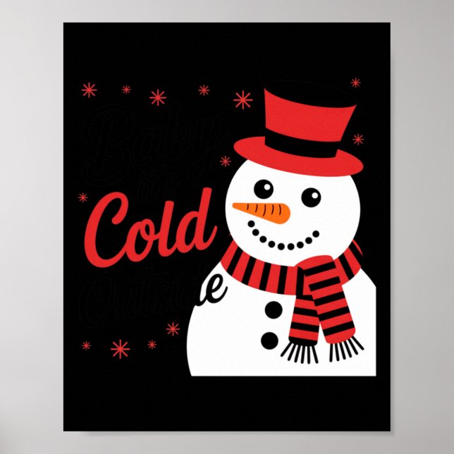 Baby It's Cold Outside Retro Christmas Long Sleeve Poster (Framsidan)