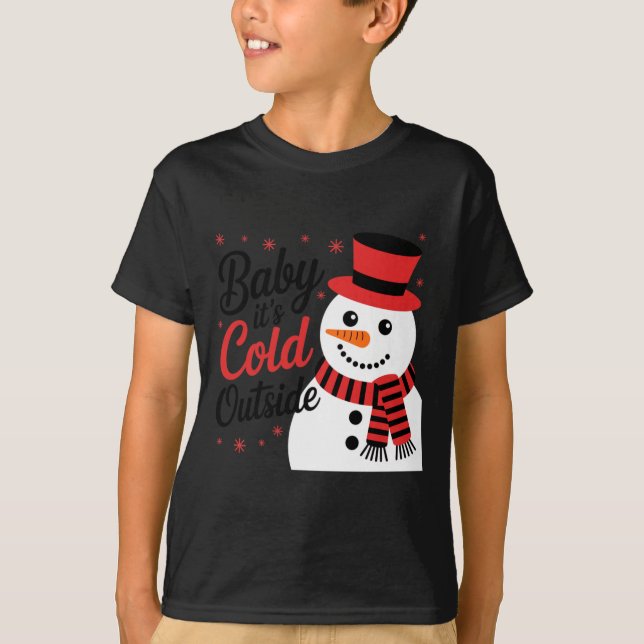 Baby It's Cold Outside Retro Christmas Long Sleeve T Shirt (Framsida)