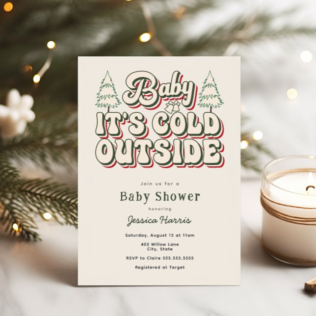 Baby It's Cold Outside Retro Vinter Bebis Shower Inbjudningar (Skapare uppladdad)