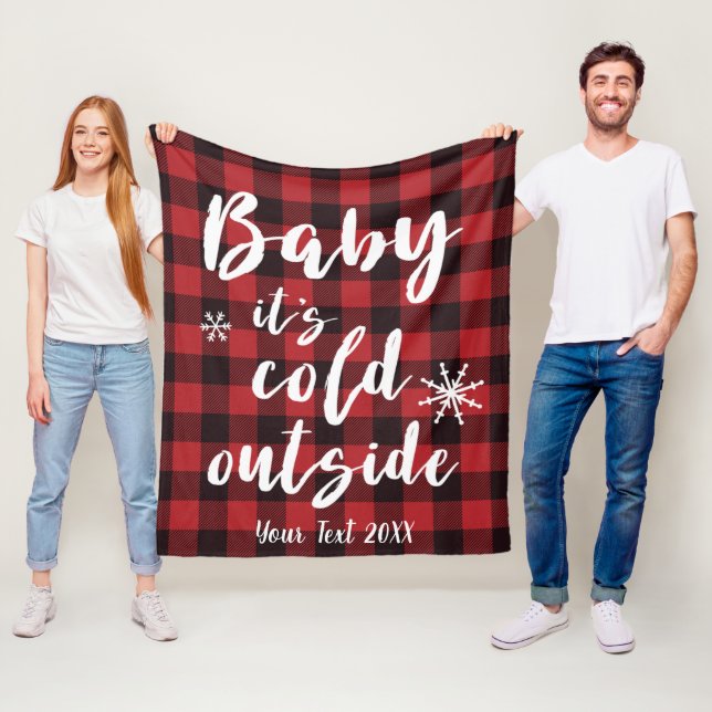 Baby It's Cold Outside Röd Buffalo-rutig Fleecefilt (På plats)