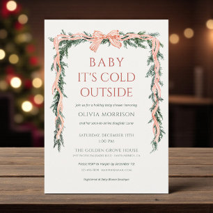 Baby It's Cold Outside Röda band Baby Shower Inbjudningar