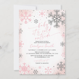 Baby It's Cold Outside Rosa Baby Shower Inbjudan