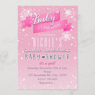 BABY IT'S COLD OUTSIDE Rosa Baby Shower Inbjudan