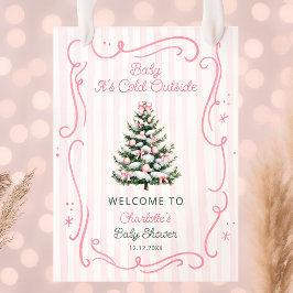 Baby It's Cold Outside Rosa Baby Shower Välkomstsk Poster