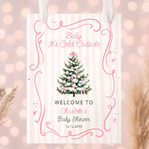 Baby It's Cold Outside Rosa Baby Shower Välkomstsk Poster