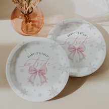 Baby It's Cold Outside Rosa Bow Vinter Bebis Showe