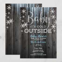 Baby it's Cold Outside Rustic Winter Baby Shower Inbjudningar
