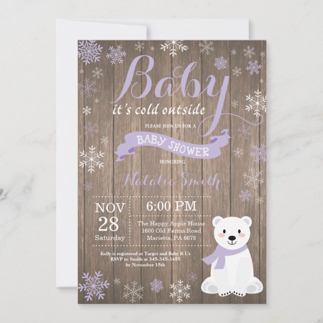 Baby It's Cold Outside Rustik Vinter Baby Shower Inbjudningar (Framsida)