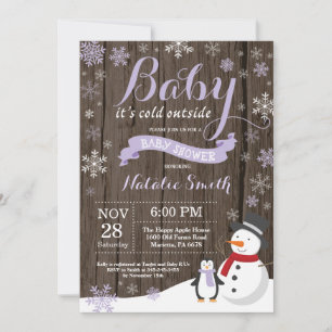 Baby It's Cold Outside Rustik Vinter Baby Shower Inbjudningar