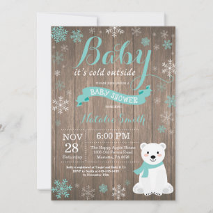 Baby It's Cold Outside Rustik Vinter Baby Shower Inbjudningar