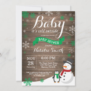 Baby It's Cold Outside Rustik Vinter Bebis Shower Inbjudningar