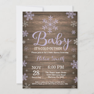 Baby It's Cold Outside Rustik Vinter Bebis Shower Inbjudningar