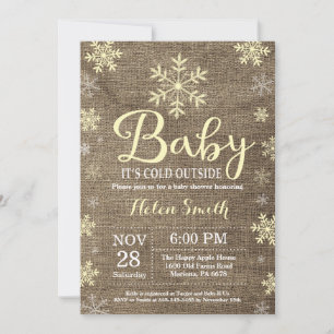 Baby It's Cold Outside Rustik Vinter Bebis Shower Inbjudningar