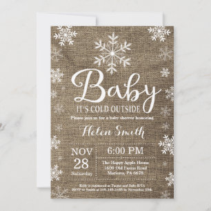 Baby It's Cold Outside Rustik Vinter Bebis Shower Inbjudningar