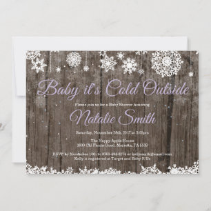 Baby It's Cold Outside Rustik Vinter Bebis Shower Inbjudningar