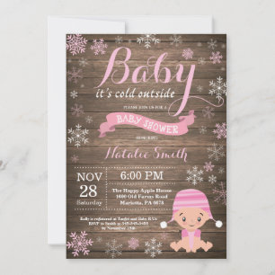 Baby It's Cold Outside Rustik Vinter Bebis Shower Inbjudningar