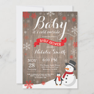 Baby It's Cold Outside Rustik Vinter Bebis Shower Inbjudningar