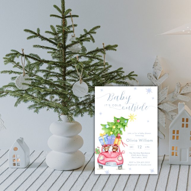 Baby It's Cold Outside Skogsdjur Baby Shower Inbjudningar (Baby It's Cold Outside Woodland Animal Baby Shower Invitation)