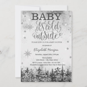Baby It's Cold Outside Skogssnö Baby Shower Inbjudningar